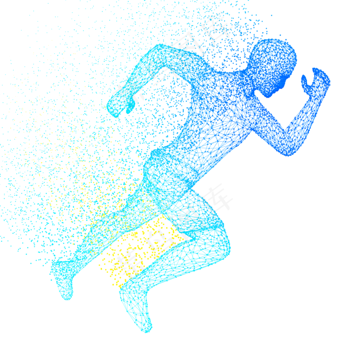 人体奔跑科技运动智能魔幻数据光,免抠元素