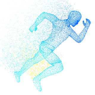 人体奔跑科技运动智能魔幻数据光,免抠元素