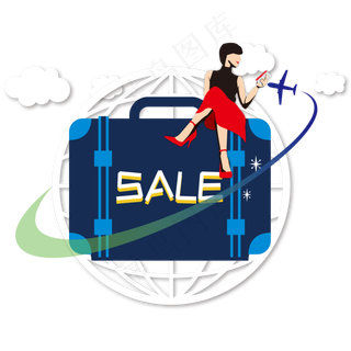 618彩色卡通手绘美女购物