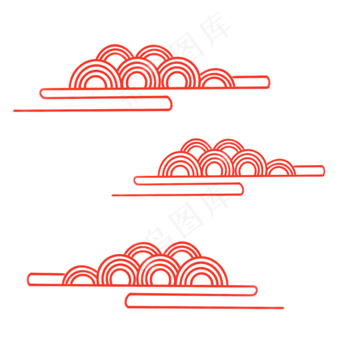 手绘中国风红色云纹免扣素材,免抠元素(2000*2000px 300 dpi )psd模版下载