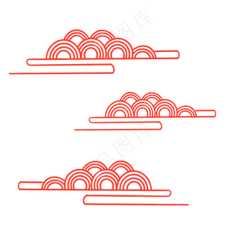 手绘中国风红色云纹免扣素材,免抠元素