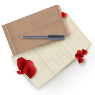 老式信封信纸和笔