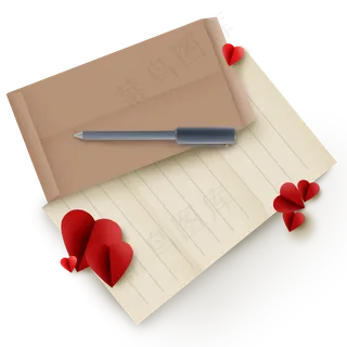 老式信封信纸和笔