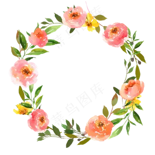 海棠花水彩花环png