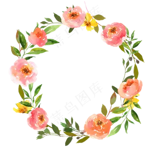 海棠花水彩花环png
