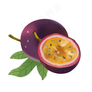 水彩卡通手绘百香果