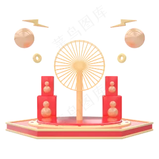 C4D红色促销电商舞台,免抠元素