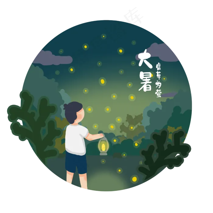 节气大暑夏夜萤火虫(2500X2500(DPI:300))psd模版下载