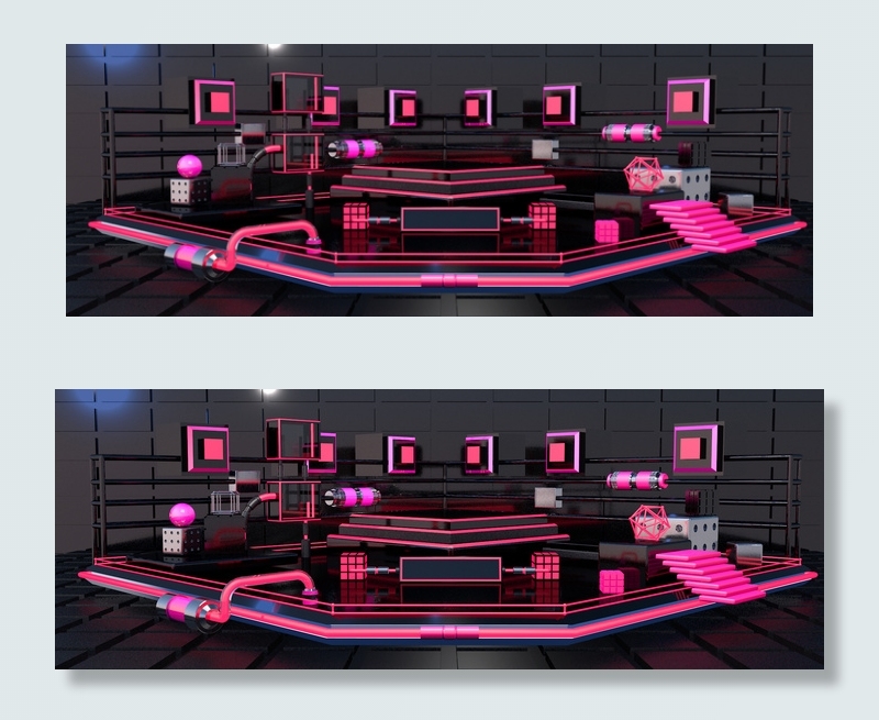 酷炫黑色系黑粉科技背景