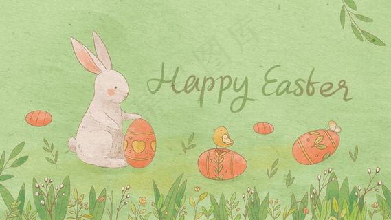 可爱复活节兔子和彩蛋
