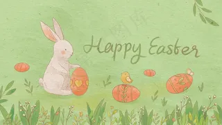 可爱复活节兔子和彩蛋