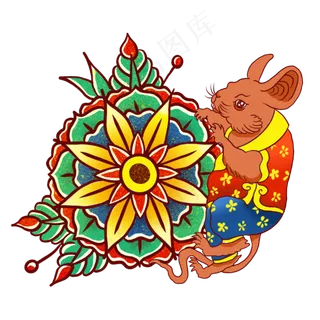 鼠年国潮装饰中国风鼠,免抠元素