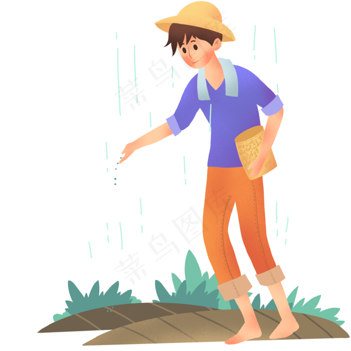 谷雨播种的男孩插画