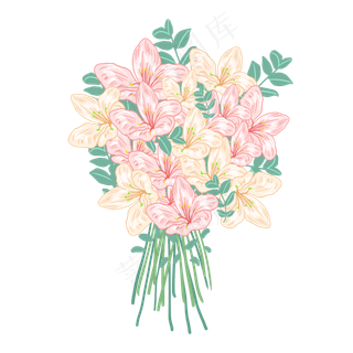 水彩手捧花花束