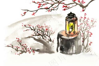 冬季里的一盏灯火,免抠元素