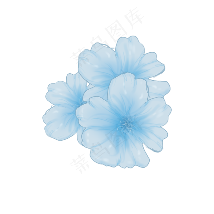 花手绘花蓝色唯美浪漫简洁(2000X2000(DPI:300))psd模版下载