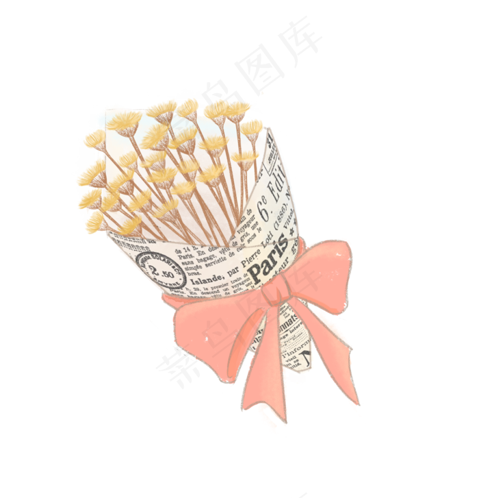 手绘铅笔画风格捧花(2186X2271(DPI:300))psd模版下载