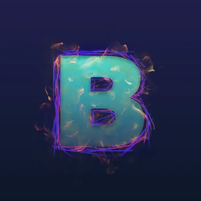 火焰蓝色炫光大写字母B(833X833(DPI:150))psd模版下载