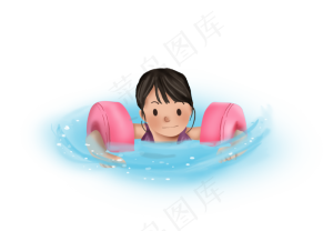大暑手绘游泳的女孩