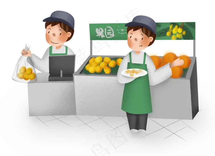 双十一生鲜和售货员(3764X2726(DPI:300))psd模版下载