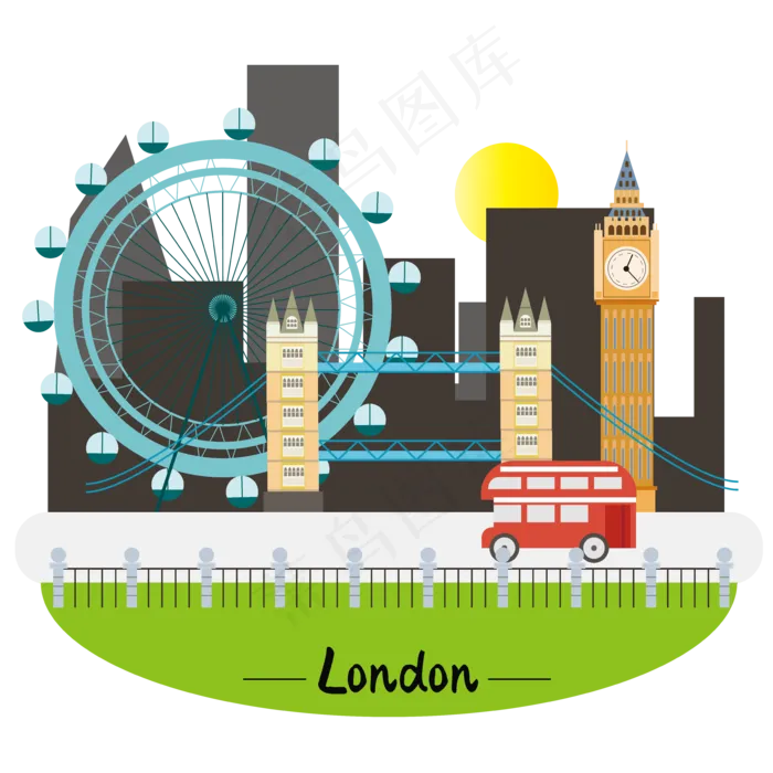 英国伦敦地标旅游建筑,免抠元素(7087*7087px 300 dpi )psd模版下载