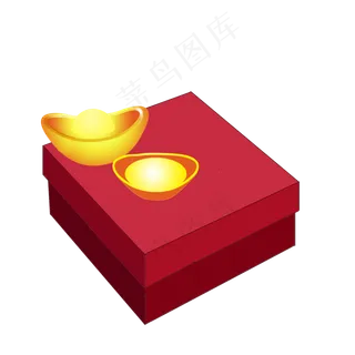 手绘春节年货元宝礼盒中式红色礼,免抠元素 手绘春节年货元宝礼盒中式红色礼,免抠元素