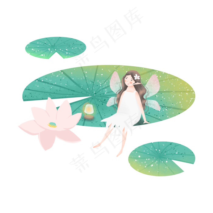 荷花池塘里的小精灵(2000X2000(DPI:300))psd模版下载