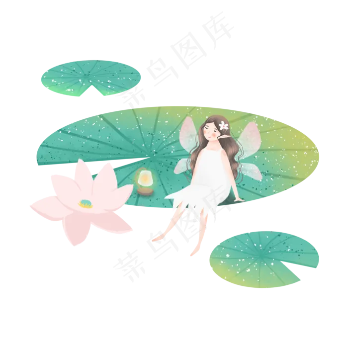 荷花池塘里的小精灵(2000X2000(DPI:300))psd模版下载