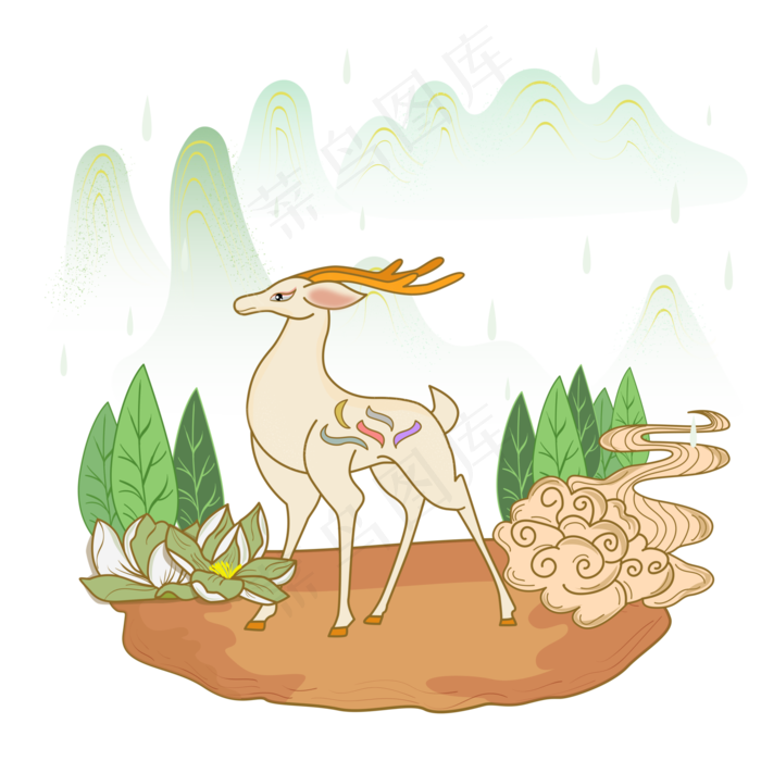 国潮谷雨矢量图,免抠元素