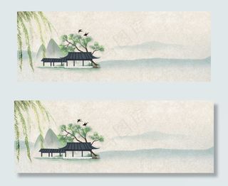 简约中国风旅游建筑banner