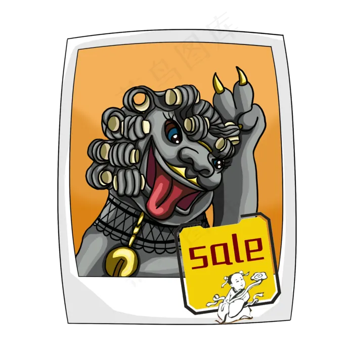 中国国潮石狮喜庆sale折扣(2500X2500(DPI:300))psd模版下载