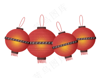 春节装饰红灯笼新年鼠年红色圆灯,免抠元素