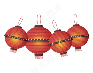 春节装饰红灯笼新年鼠年红色圆灯,免抠元素