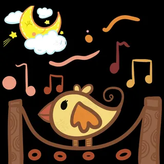 六一儿童节黄色手绘可爱小鸟pn