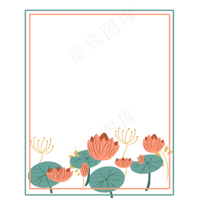 荷花边框剪纸风免抠元素(3000X3000(DPI:132))psd模版下载