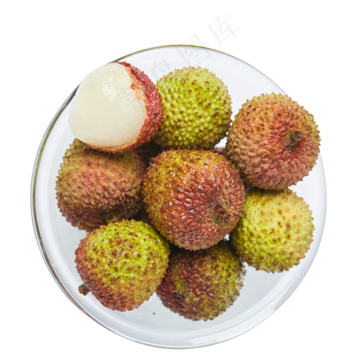 一盘新鲜可口的荔枝免抠图