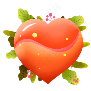 卡通红色爱心桃