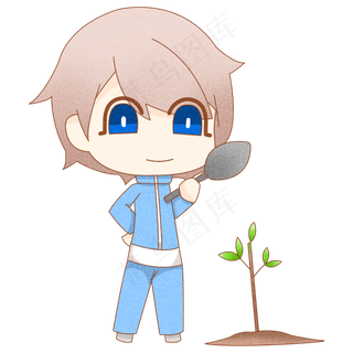 2019植树节种树卡通人物png格式