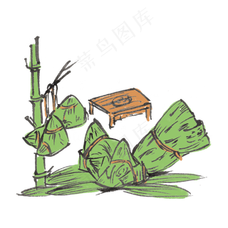 端午节粽子水墨风手绘