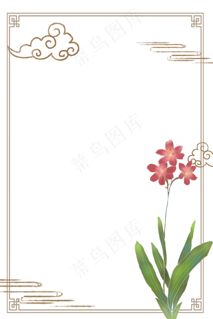 古风复古鎏金花卉渐变免抠(3545X5315(DPI:300))psd模版下载