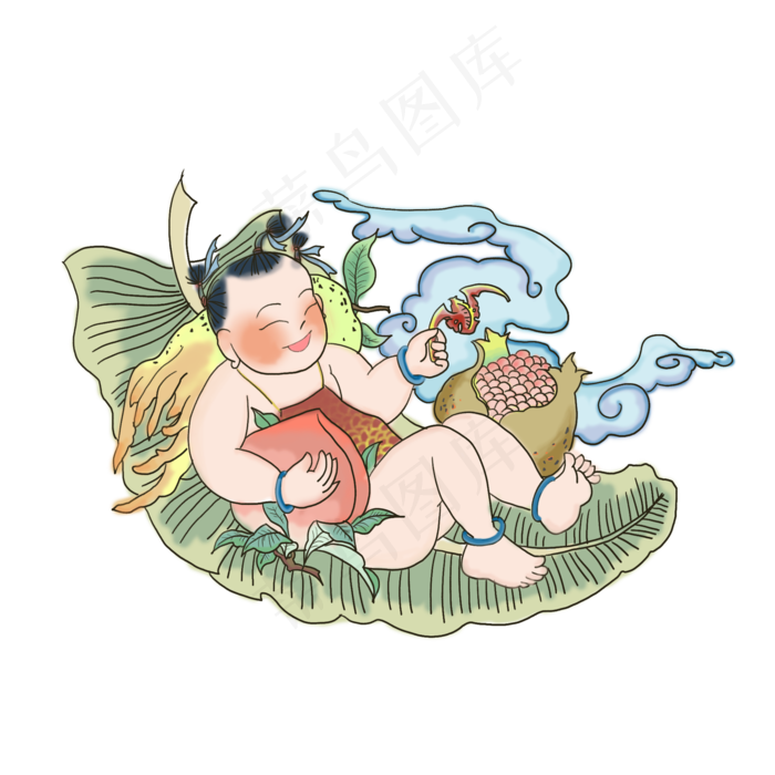 中国福娃招财招福可爱年俗春节P