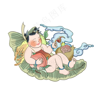 中国福娃招财招福可爱年俗春节P