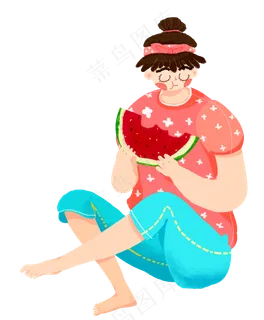 立夏吃西瓜的女孩