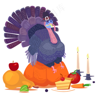 感恩节火鸡庆祝节日美食可商用,免抠元素