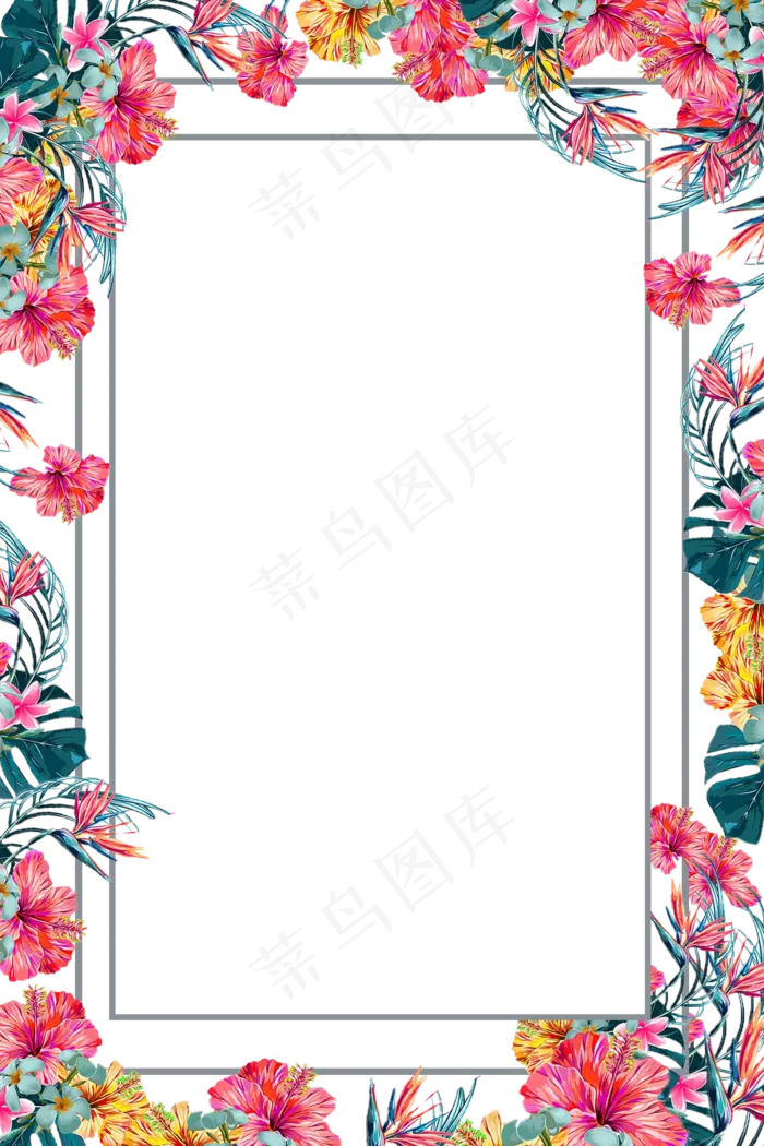 手绘唯美花物语边框(2000X3000(DPI:300))psd模版下载