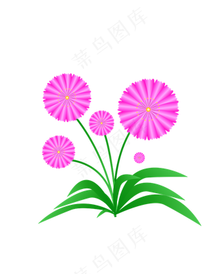 矢量手绘卡通粉色花朵渐变