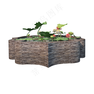 仿真荷花池png图