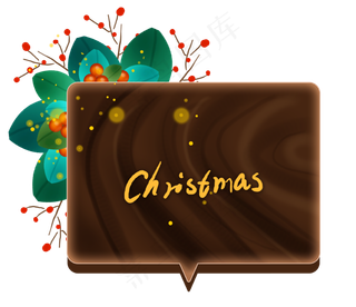 圣诞节圣诞夜木纹木质按钮文字框,免抠元素