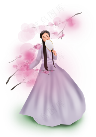 古代人物桃花古装女孩