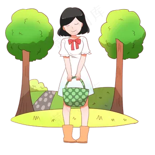 清明节踏青的小女孩